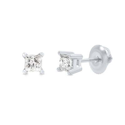 0.50 CT. T.W. Princess-Cut Canadian Certified Diamond Solitaire Stud Earrings in 18K Gold (I/SI2