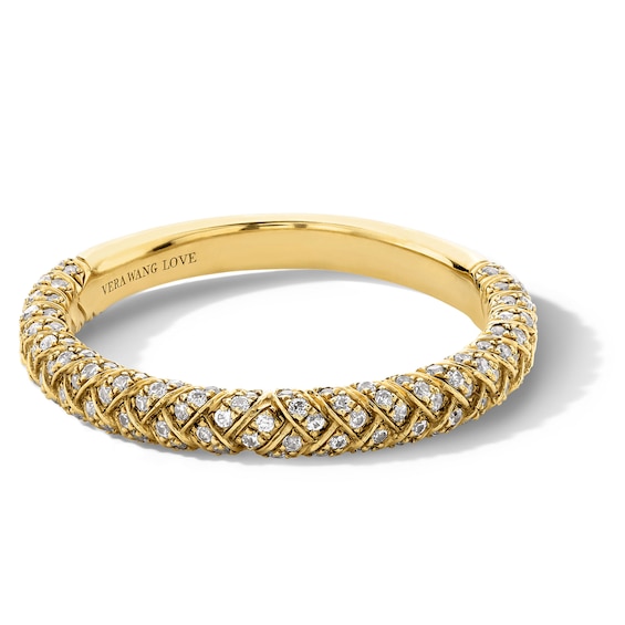 Vera Wang Love Collection 0.29 CT. T.W. Certified Diamond Woven Anniversary Band in 18K Gold (F/SI2)