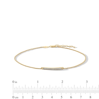 0.05 CT. T.W. Diamond Bar Anklet in Sterling Silver with 10K Gold Plate - 10”