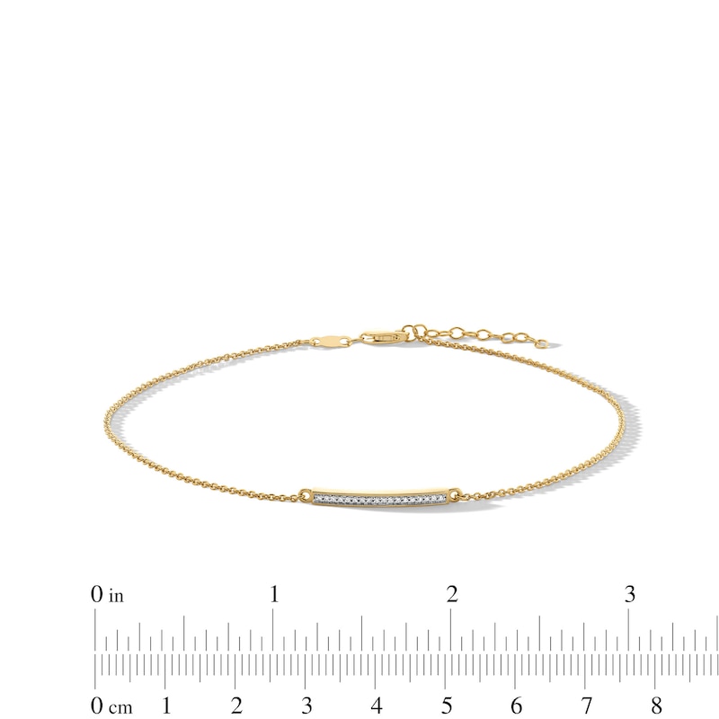 Main Image 2 of 0.05 CT. T.W. Diamond Bar Anklet in Sterling Silver with 10K Gold Plate - 10”