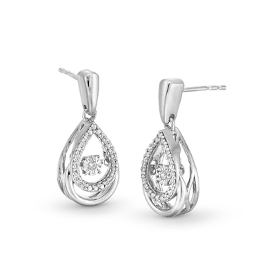 Unstoppable Love™ 0.10 CT. T.W. Diamond Double Teardrop Earrings in Sterling Silver