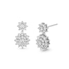 Thumbnail Image 0 of 1.00 CT. T.W. Certified Lab-Created Multi-Diamond Double Sunburst Drop Earrings in 10K White Gold (F/SI2)