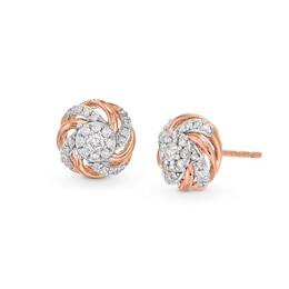 0.25 CT. T.W. Multi-Diamond Swirl Frame Stud Earrings in 10K Rose Gold