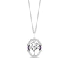 Disney Treasures Hocus Pocus Amethyst and 0.14 CT. T.W. Diamond Oval Frame Tree Pendant in Sterling Silver - 19”