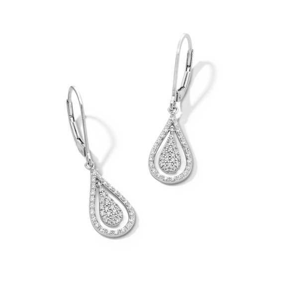 0.23 CT. T.W. Pear-Shaped Multi-Diamond Frame Teardrop Earrings in Sterling Silver