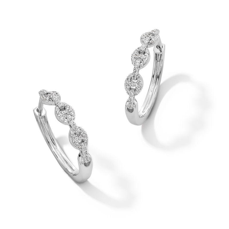 Main Image 1 of 0.23 CT. T.W. Diamond Chain Link Hoop Earrings in Sterling Silver