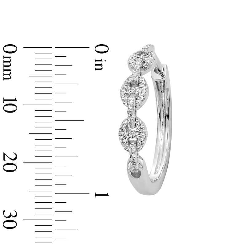 Main Image 3 of 0.23 CT. T.W. Diamond Chain Link Hoop Earrings in Sterling Silver