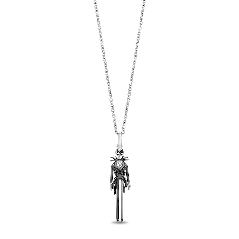 Main Image 1 of Disney Treasures The Nightmare Before Christmas 0.04 CT. T.W. Black and White Diamond Jack Pendant in Sterling Silver