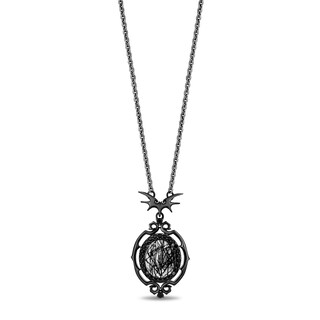 Disney Treasures The Nightmare Before Christmas Black Quartz, Onyx and Black Diamond Drop Necklace in Sterling Silver