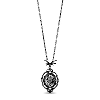 Disney Treasures The Nightmare Before Christmas Black Quartz, Onyx and Black Diamond Drop Necklace in Sterling Silver