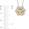 Enchanted Disney Belle Yellow Sapphire and 0.23 CT. T.W. Diamond Rose Necklace in Sterling Silver and 10K Gold - 19”