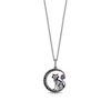 Thumbnail Image 1 of Disney Treasures Hocus Pocus Amethyst and Black Diamond Cat with Crescent Moon Pendant in Black Sterling Silver - 19”