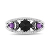 Thumbnail Image 5 of Disney Treasures Hocus Pocus Onyx and Amethyst with Diamond Crescent Moon Open Shank Ring in Sterling Silver