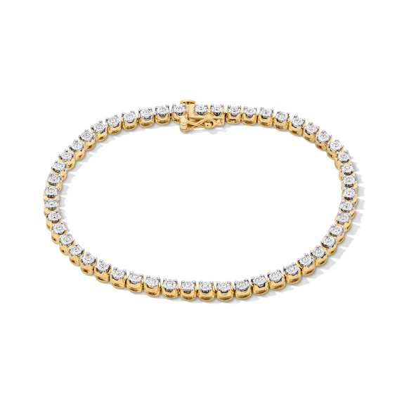 0.50 CT. T.W. Certified Lab-Created Diamond Miracle Tennis Bracelet in Sterling Silver with 10K Gold Plate (I/SI2)