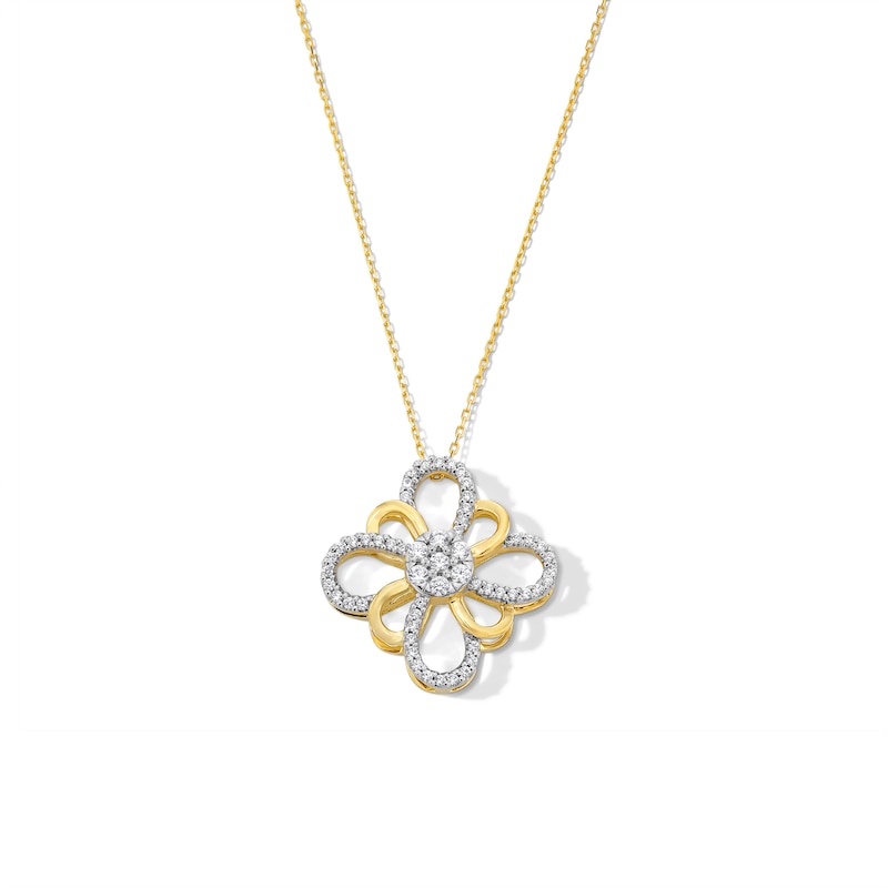 0.50 CT. T.W. Multi-Diamond Flower Pendant in Sterling Silver with 10K Gold Plate