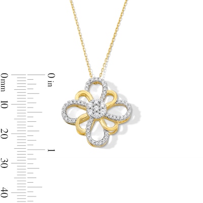 0.50 CT. T.W. Multi-Diamond Flower Pendant in Sterling Silver with 10K Gold Plate