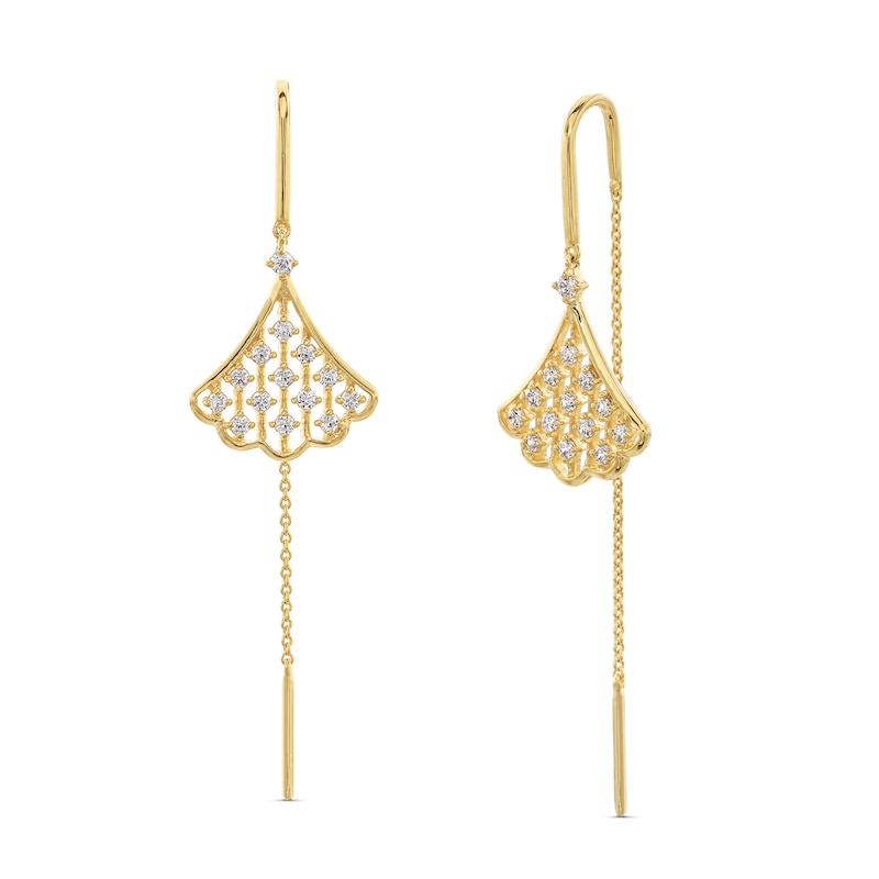 Main Image 1 of 0.50 CT. T.W. Certified Lab-Created Diamond Scalloped Fan Threader Drop Earrings in 18K Gold (F/SI2)