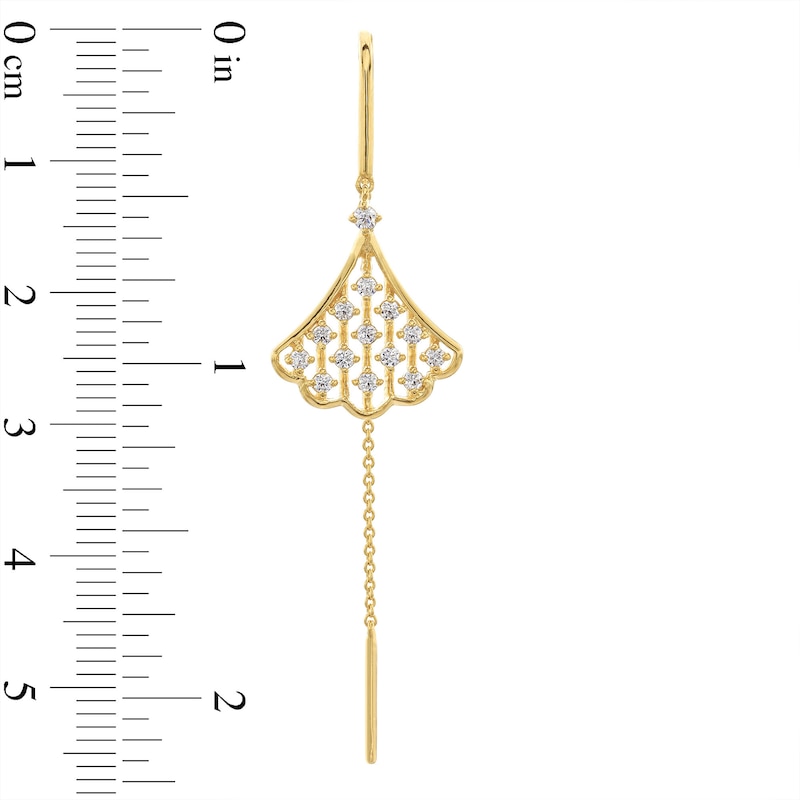 Main Image 3 of 0.50 CT. T.W. Certified Lab-Created Diamond Scalloped Fan Threader Drop Earrings in 18K Gold (F/SI2)