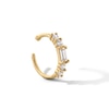 Baguette and Round Cubic Zirconia Nose Hoop in Solid 14K Gold - 20G