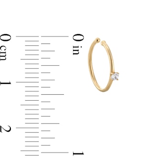 Cubic Zirconia Solitaire Nose Hoop in Solid 14K Gold - 20G