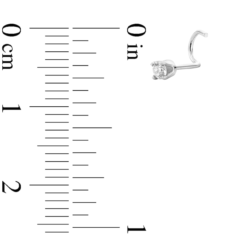 Main Image 2 of 0.05 CT. Diamond Solitaire Nose Stud in Solid 14K White Gold (I/I2) - 22G