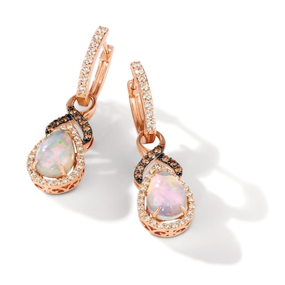 Le Vian® Pear-Shaped Neopolitan Opal™ and 0.83 CT. T.W. Diamond Frame Drop Earrings in 14K Strawberry Gold®