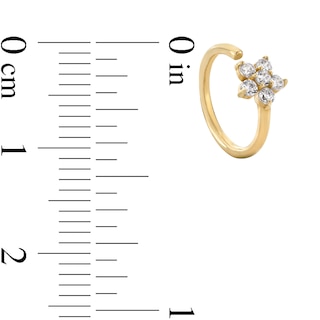 Cubic Zirconia Flower Nose Hoop in Solid 14K Gold - 18G