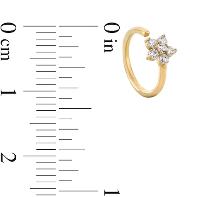 Cubic Zirconia Flower Nose Hoop in Solid 14K Gold - 18G