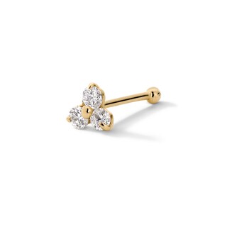 Cubic Zirconia Triangle Nose Stud in Solid 14K Gold - 22G