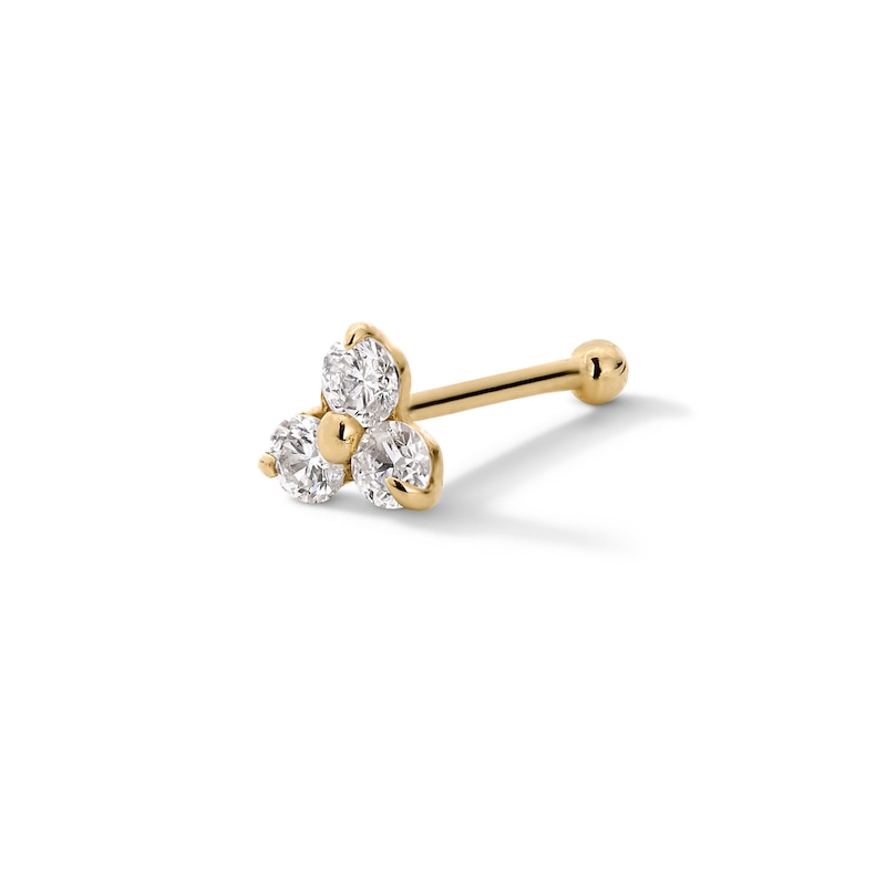 Main Image 1 of Cubic Zirconia Triangle Nose Stud in Solid 14K Gold - 22G