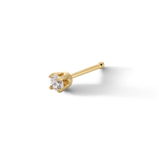 0.05 CT. Diamond Solitaire Nose Stud in Semi-Solid 14K Gold (I/I2) - 22G