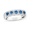 Thumbnail Image 1 of Le Vian® Blueberry Sapphire™ and 0.27 CT. T.W. Vanilla Diamond® Cushion Frame Band in Platinum