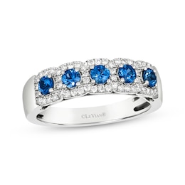 Le Vian® Blueberry Sapphire™ and 0.27 CT. T.W. Vanilla Diamond® Cushion Frame Band in Platinum