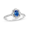 Le Vian® Oval Blueberry Sapphire™ and 0.25 CT. T.W. Vanilla Diamond® Flower Frame Ring in Platinum