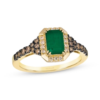 Le Vian® Emerald-Cut Costa Smeralda Emerald™ and 0.36 CT. T.W. Diamond Frame Ring in 14K Honey Gold™