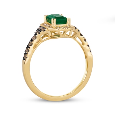 Le Vian® Emerald-Cut Costa Smeralda Emerald™ and 0.36 CT. T.W. Diamond Frame Ring in 14K Honey Gold™