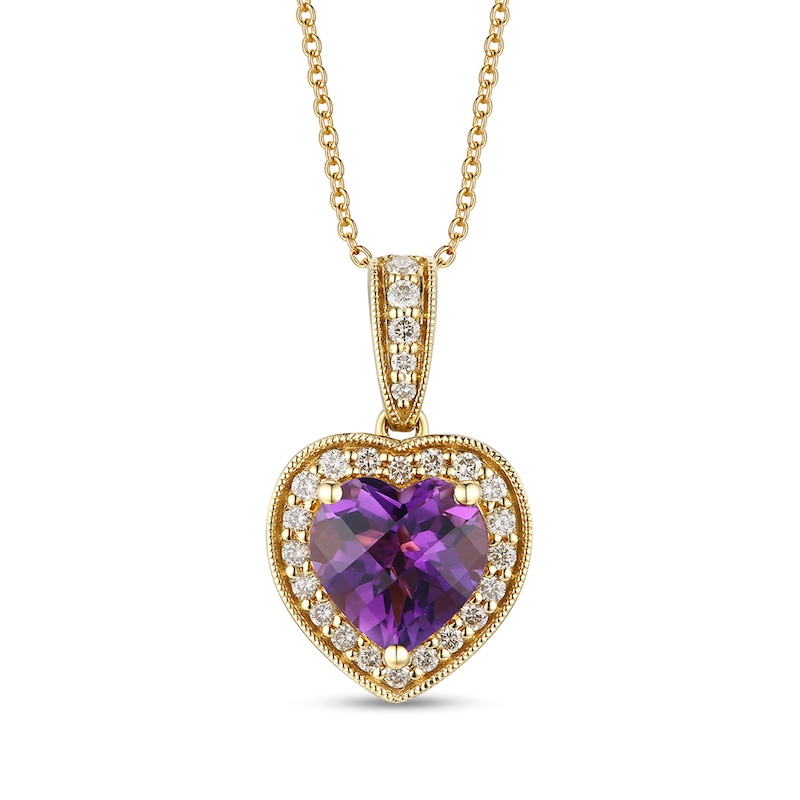 Main Image 1 of Le Vian® Heart-Shaped Grape Amethyst™ and 0.26 CT. T.W. Nude Diamond™ Frame Pendant in 14K Honey Gold™