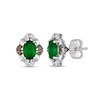 Thumbnail Image 1 of Le Vian® Oval Costa Smeralda Emeralds™ and 0.22 CT. T.W. Diamond Scallop Frame Stud Earrings in 14K Vanilla Gold®