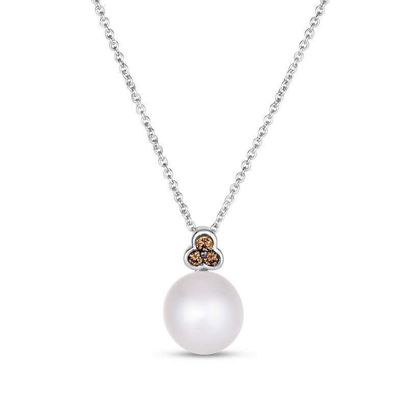 Main Image 1 of Le Vian® Freshwater Cultured Vanilla Pearl™ and 0.13 CT. T.W. Diamond Tri-Top Pendant in 14K Vanilla Gold®