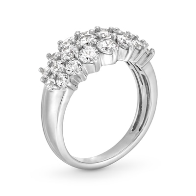 2.00 CT. T.W. Certified Lab-Created Diamond Graduated Cluster Ring in 10K White Gold (F/SI2)