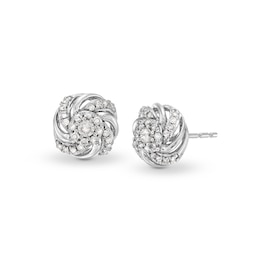 0.25 CT. T.W. Multi-Diamond Swirl Frame Stud Earrings in 10K White Gold