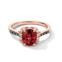 Le Vian® Oval Raspberry Rhodolite® Garnet and 0.12 CT. T.W. Diamond Collar Ring in 14K Strawberry Gold®