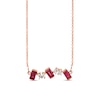 Thumbnail Image 1 of Le Vian® Baguette-Cut Raspberry Rhodolite® Garnet and 0.15 CT. T.W. Diamond Zigzag Necklace in 14K Strawberry Gold®