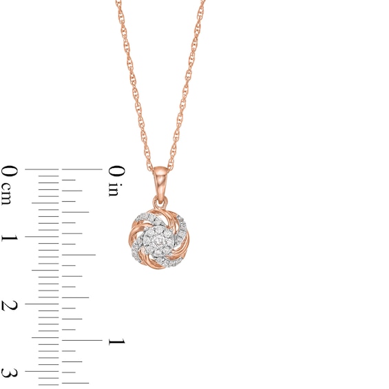 0.15 CT. T.W. Multi-Diamond Swirl Frame Pendant in 10K Rose Gold