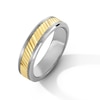 Men's 6.0mm Diamond-Cut Wedding Band in Tungsten and 14K Gold - Size 10