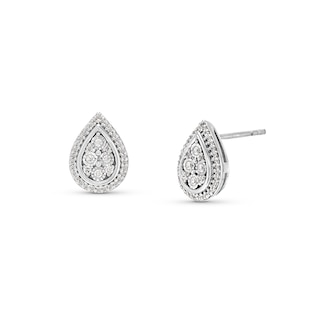 0.15 CT. T.W. Pear-Shaped Multi-Diamond Frame Stud Earrings in Sterling Silver