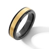 Men's 6.0mm Wedding Band in Tungsten with Black Ion Plate and 14K Gold - Size 10