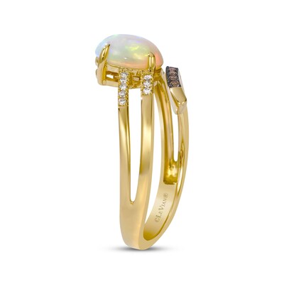 Le Vian® Good Karma Oval Neopolitan Opal™ and 0.11 CT. T.W. Diamond Coil Ring in 14K Honey Gold™