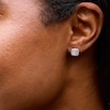 Thumbnail Image 2 of 0.15 CT. T.W. Cushion-Shaped Multi-Diamond Frame Stud Earrings in Sterling Silver