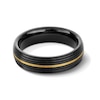 Men's 6.0mm Grooved Wedding Band in Tungsten with Black Ion Plate and 14K Gold - Size 10